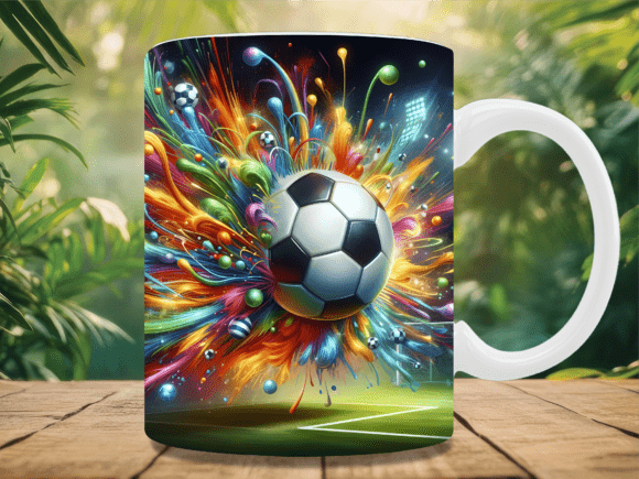 Download Colorful Fire Soccer Ball Mug Wrap - Mug Collection