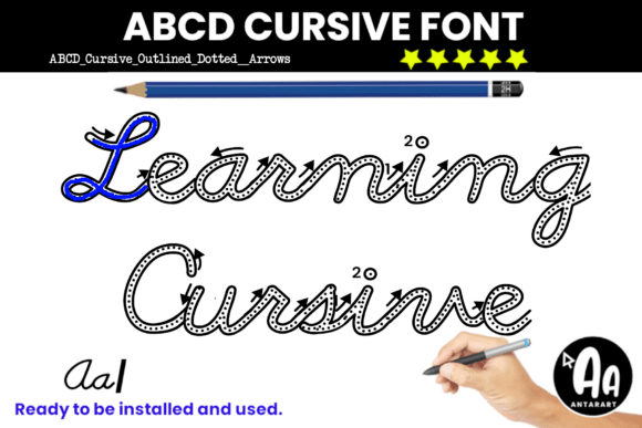 Download Abcd Cursive Outlined Dotted Arrows - Abc Collection