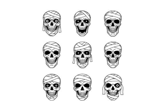 Download Nine Distinct Skulls with Bandages in a - Premium Resources
